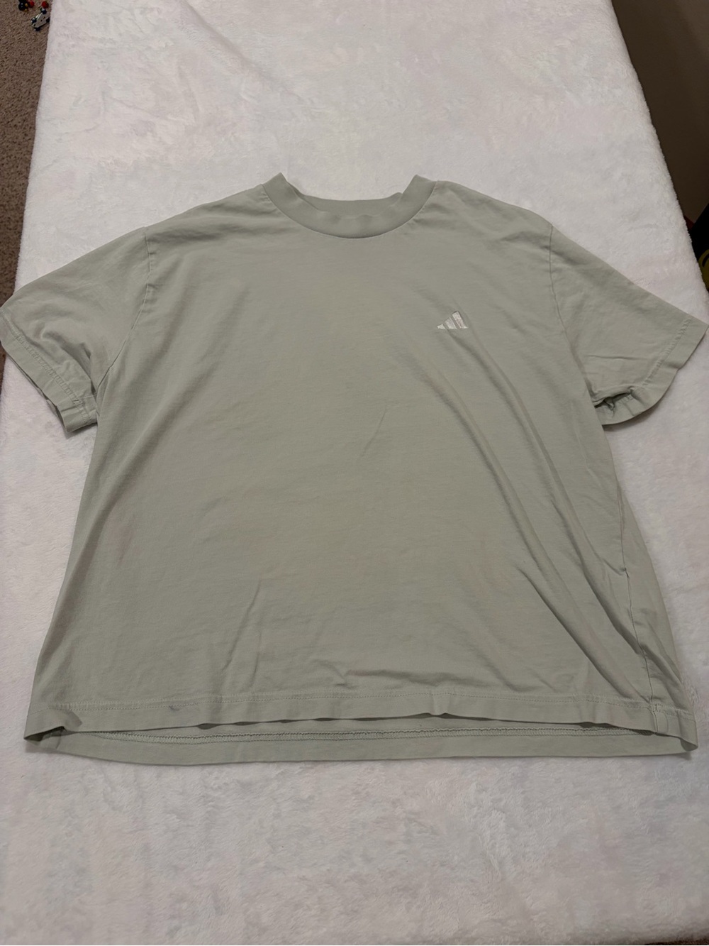 Adidas Sage Green Embroidered Minimalist Tee - Size XL